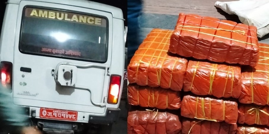 सर्लाहीमा गाँजा ओसारपसारका लागि एम्बुलेन्स प्रयोग, ५१ केजीभन्दा बढी गाँजासहित चालक पक्राउ